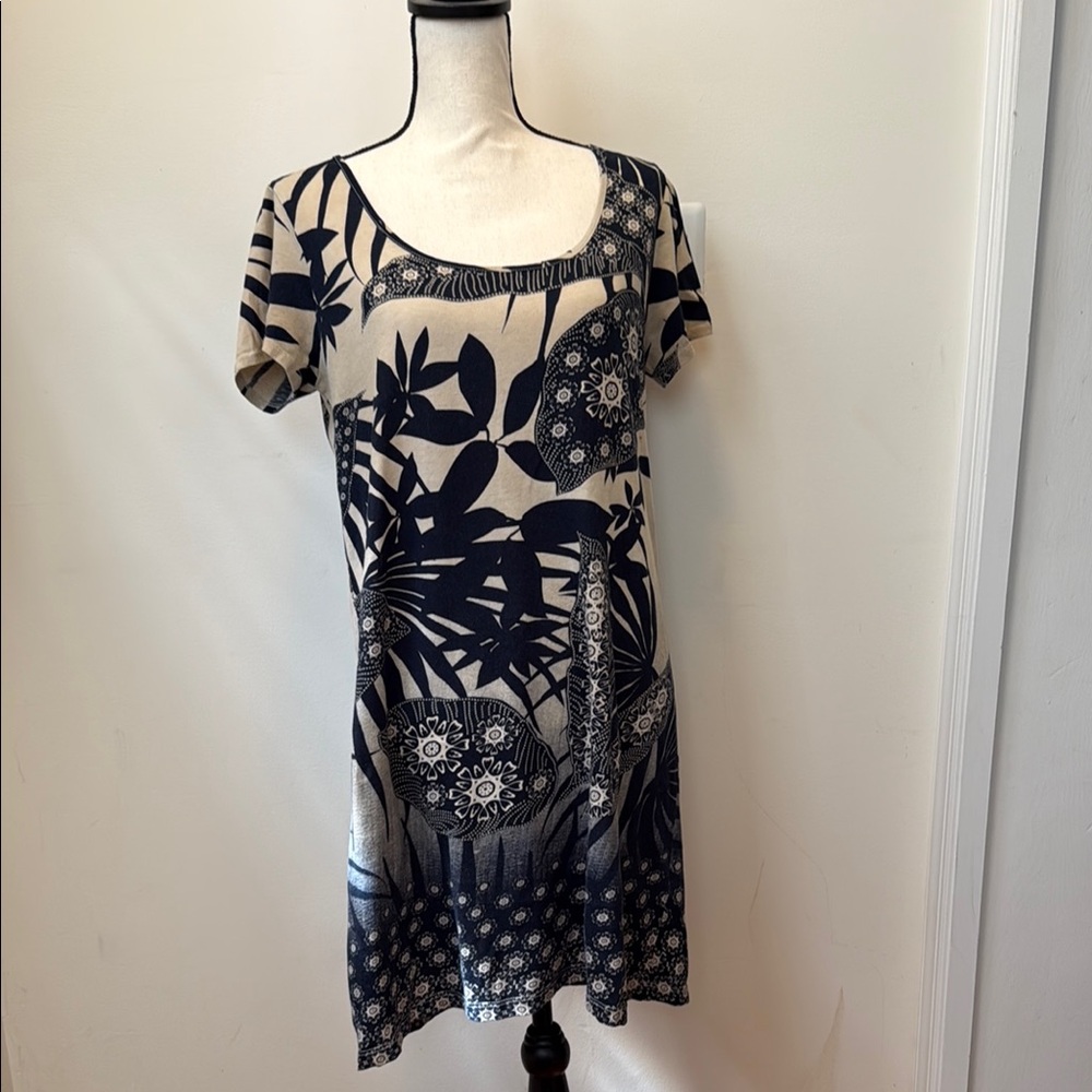 Lucky Brand Navy and Cream Floral Dress